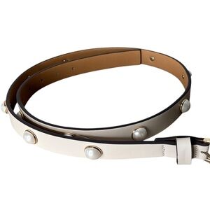 KATE SPADE New Ivory Cream Pearl Studded Leather Belt Size Large